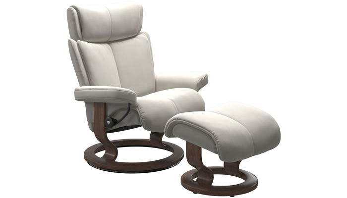 Stressless Magic with Classic Base and Stool in Begonia Sand Fabric